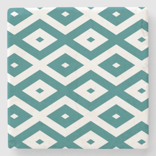 Dessous-de-verre En Pierre Teal and white diamond pattern (Devant)