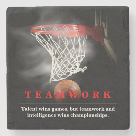 Dessous-de-verre En Pierre Teamwork Basketball Motivational Inspirational (Devant)