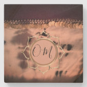 Dessous-de-verre En Pierre Tee de teinture rose pâle OM Lotus (Devant)