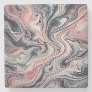 Dessous-de-verre En Pierre Teintes tourbillonnantes de rose, gris et blanc
