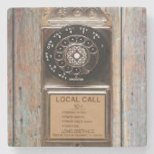 Dessous-de-verre En Pierre Téléphone antique rotatif payant rude (Devant)