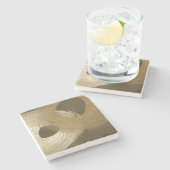 Dessous-de-verre En Pierre Tempête de sable circulaire dans Tan et Dark Brown (Côté)