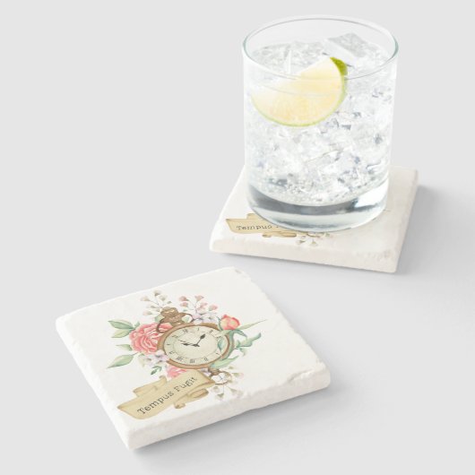 Dessous-de-verre En Pierre Tempus Fugit (Côté)