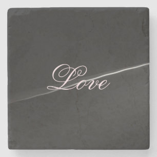 Dessous-de-verre En Pierre Tendance gris foncé Wave Love Mariage Calligraphie
