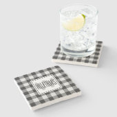 Dessous-de-verre En Pierre Tendance plaid vache noir et blanc monogrammé (Côté)