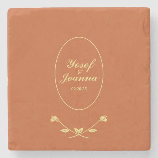 Dessous-de-verre En Pierre Terracotta et Mariage d'or (Devant)