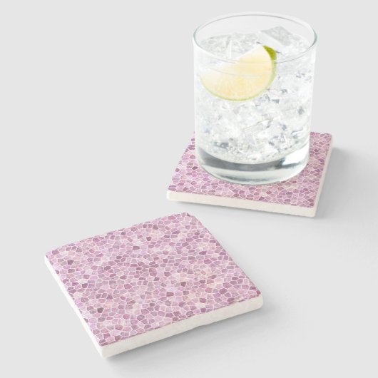 Dessous-de-verre En Pierre Terrazzo en Patchwork Pavé Rose Pâle (Côté)