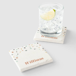 Dessous-de-verre En Pierre Terrazzo Tile Confetti Style Moderne Tons de Terre