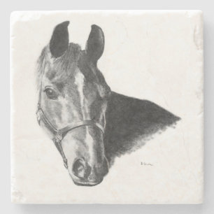 Dessous-de-verre En Pierre Tête de Cheval de Graphite