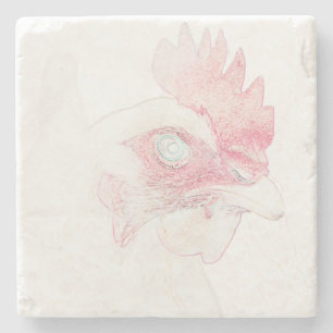 Dessous-de-verre En Pierre Tête de coq de poulet funky