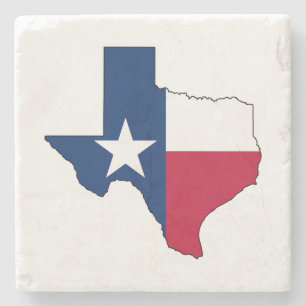 Dessous-de-verre En Pierre Texas State Map and Flag Lone Star State Texan