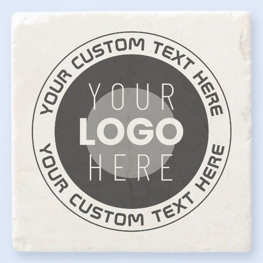Dessous-de-verre En Pierre Texte circulaire modifiable et logo remplaçable |