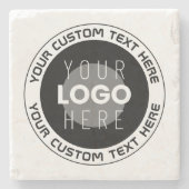 Dessous-de-verre En Pierre Texte circulaire modifiable et logo remplaçable | (Devant)