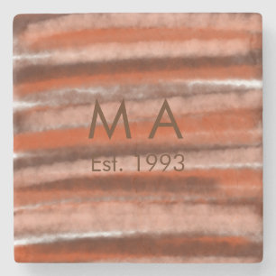 Dessous-de-verre En Pierre Texte de lettre de nom d'année de date bohème rust