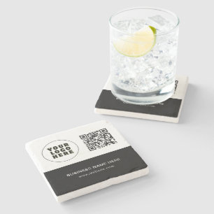 Dessous-de-verre En Pierre Texte et code QR personnalisés minimalistes simple