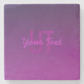Dessous-de-verre En Pierre Texte monogramme modifiable moderne & Ombre violet (Devant)