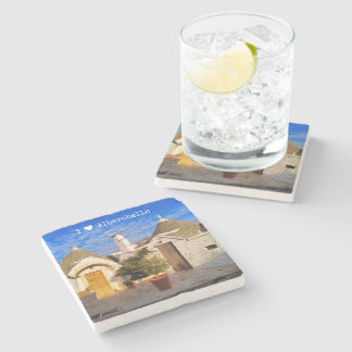 Dessous-de-verre En Pierre Texte personnalisé, magnifique ville d'Alberobello