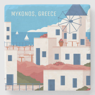 Dessous-de-verre En Pierre Texte personnalisé Mykonos Grèce