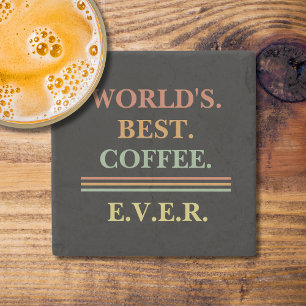 Dessous-de-verre En Pierre Texte Vintage customisé   Meilleur café au monde