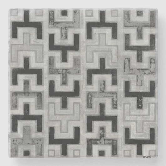 Dessous-de-verre En Pierre Textile de boue africain avec Motifs géométriques (Devant)