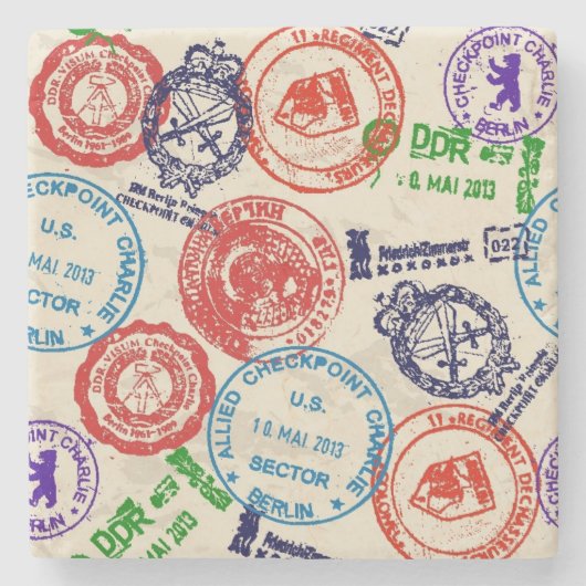 Dessous-de-verre En Pierre Texture avec de vrais timbres. (Devant)