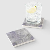 Dessous-de-verre En Pierre Texture de marbre gris violet personnalisée (Côté)