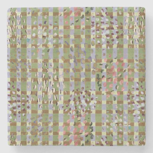 Dessous-de-verre En Pierre Textured Pointillism Grid Pattern Artwork (Devant)