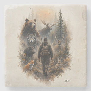 Dessous-de-verre En Pierre The Hunter , Dans le silence sauvage