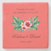 Dessous-de-verre En Pierre Thème mariage à fleurs tropicales (Devant)