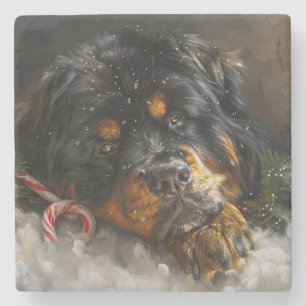 Dessous-de-verre En Pierre Tibétain Mastiff de Noël Festif