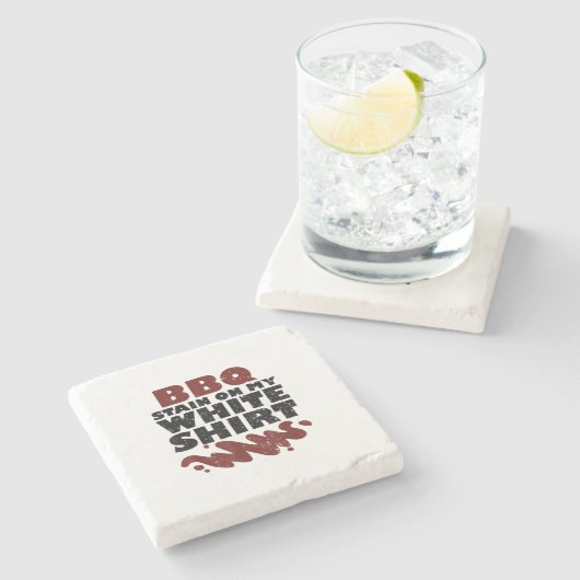 Dessous-de-verre En Pierre Tige barbecue sur mon blanc (Côté)