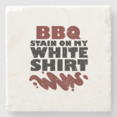 Dessous-de-verre En Pierre Tige barbecue sur mon blanc (Devant)