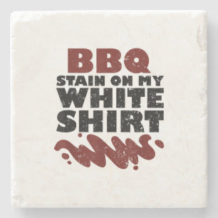 Dessous-de-verre En Pierre Tige barbecue sur mon blanc