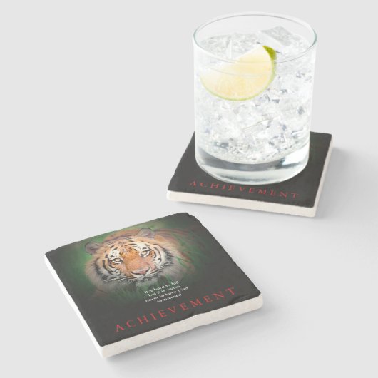 Dessous-de-verre En Pierre Tiger Motivation Réussite (Côté)