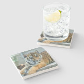 Dessous-de-verre En Pierre Tigre 034 (Côté)