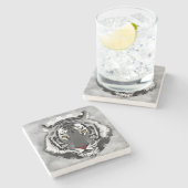 Dessous-de-verre En Pierre Tigre noir et blanc (Côté)