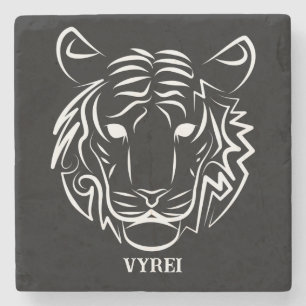 Dessous-de-verre En Pierre Tigre tribal noir et blanc