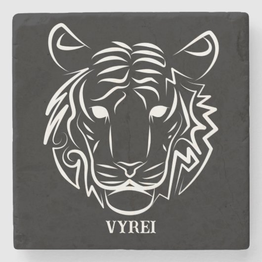 Dessous-de-verre En Pierre Tigre tribal noir et blanc (Devant)