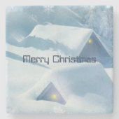 Dessous-de-verre En Pierre Toits couverts de neige scintillante (Devant)