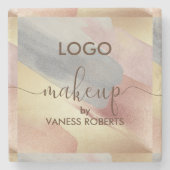 Dessous-de-verre En Pierre Tons or et cuivre brosses arrière - plan (Devant)