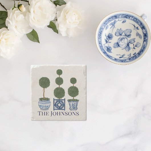 Dessous-de-verre En Pierre Topiary Tree Chinoiserie Trio