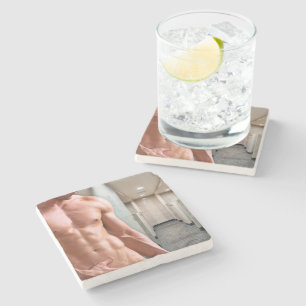 Dessous-de-verre En Pierre Torse d'homme musclé torse nu sixpack de SlipperyJ