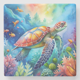 Dessous-de-verre En Pierre Tortue de mer peinte
