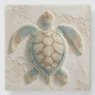 Dessous-de-verre En Pierre Tortue de mer turquoise Art côtier
