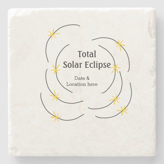 Dessous-de-verre En Pierre Total éclipse solaire ajouter la date emplacement (Devant)