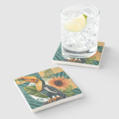 Dessous-de-verre En Pierre Toucan illuminé en harmonie tropicale (Côté)