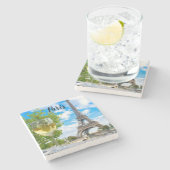 Dessous-de-verre En Pierre Tour Eiffel verre tourné (Côté)