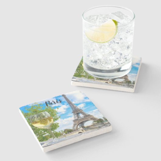 Dessous-de-verre En Pierre Tour Eiffel verre tourné (Côté)