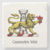 Dessous-de-verre En Pierre Tour Lion Fleur de Lis Crest Emblem C (Devant)