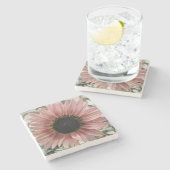 Dessous-de-verre En Pierre Tournesol rose pâle (Côté)